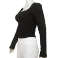 Women T-Shirt & Polo ""Square-Cut Collar T-shirt Slim Long Sleeve Tops Sexy"