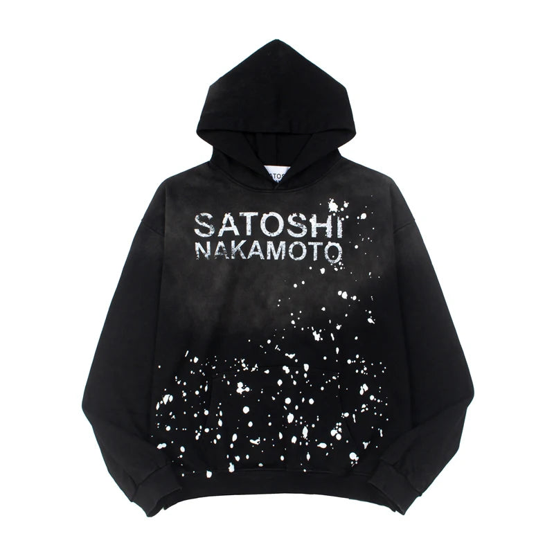 Men Hoodie Sweatshirt "SATOSHI NAKAMOTO Vintage With Wood"
