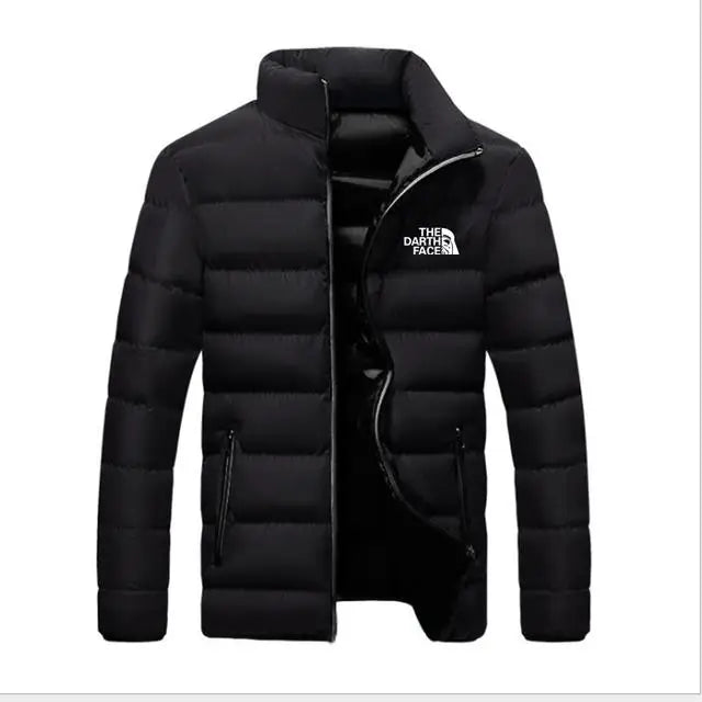 Men Parkas "winter coat solid color stand up collar zipper windproof"