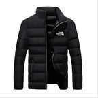 Men Parkas "winter coat solid color stand up collar zipper windproof"