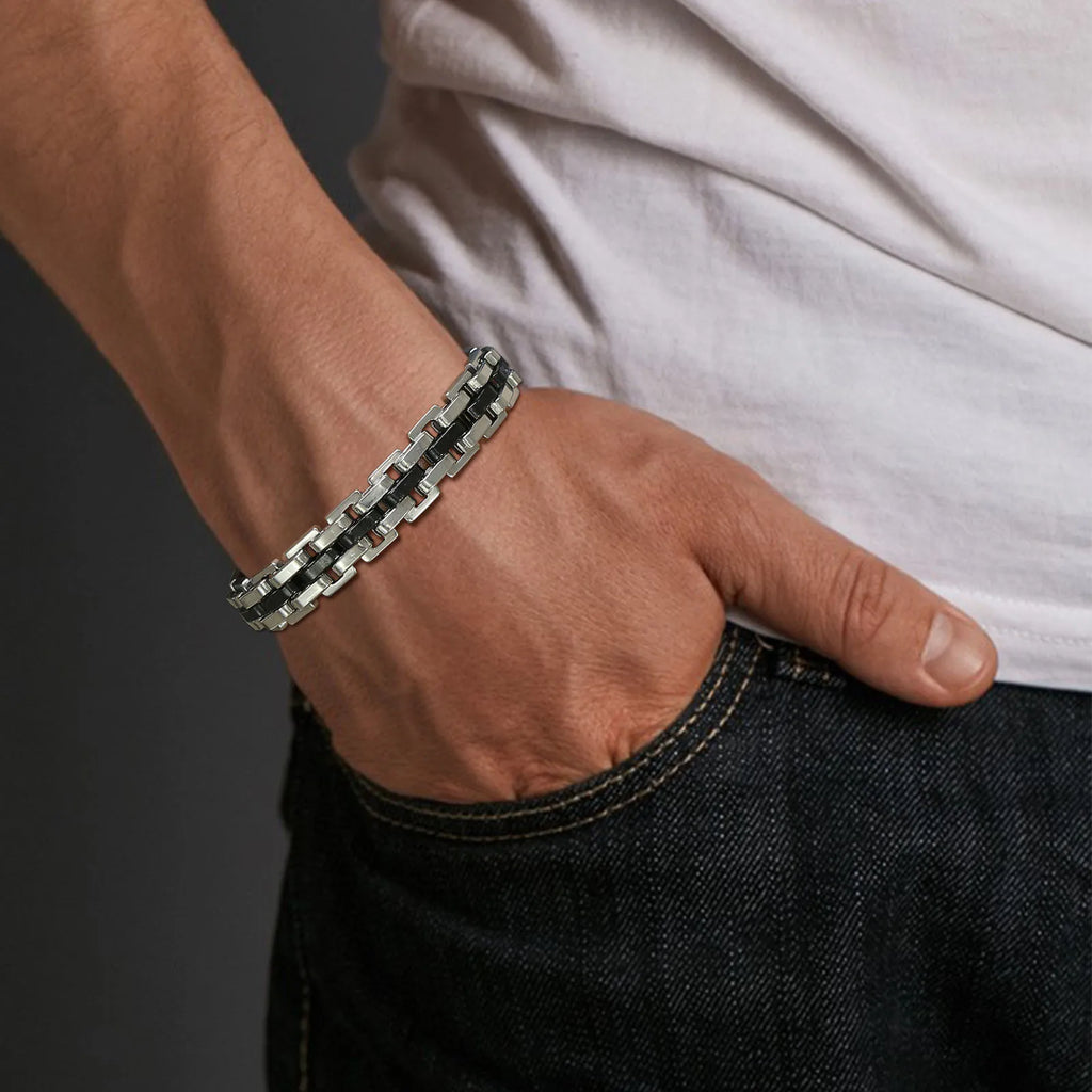 Men Jewelry & Accessory "Vnox Stylish Strap Chain Bracelets for Men"