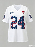 Women T-Shirt & Polo "USA No.24 Printed Jersey T-Shirt Women Breathable Short Sleeve"