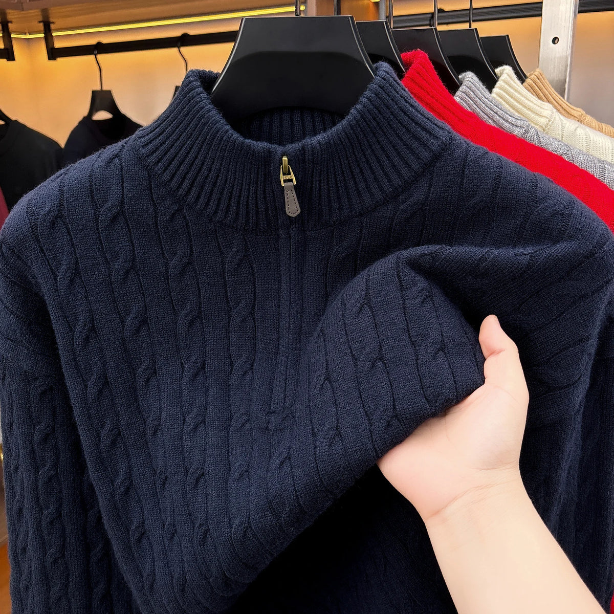 Men Sweater "High end Fashion zipper collar Sweater Men casual new exquisite jacquard"
