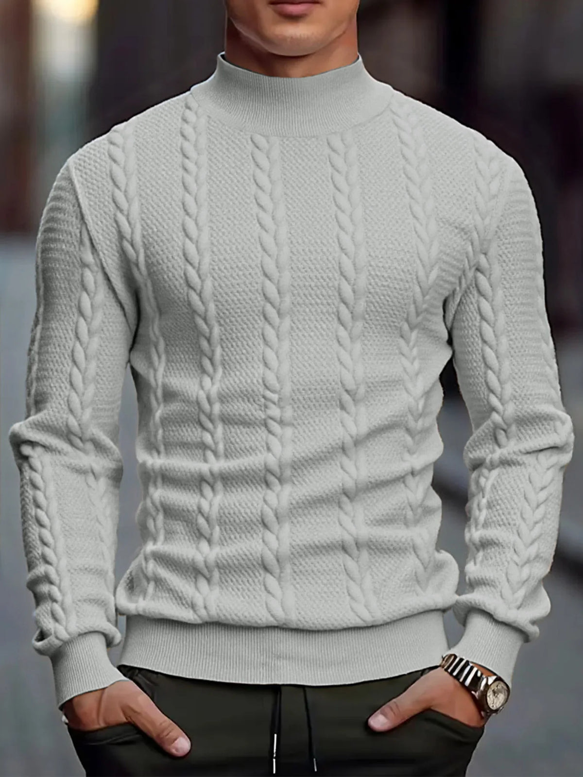 Men Sweater "Casual Vintage Twist Knitwear Sweater Tops Winter Solid Color Slim"