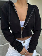 Women Sweaters & Hoodies "Autumn And Winter New European Women's Long-Sleeved Hooded Zipper"
