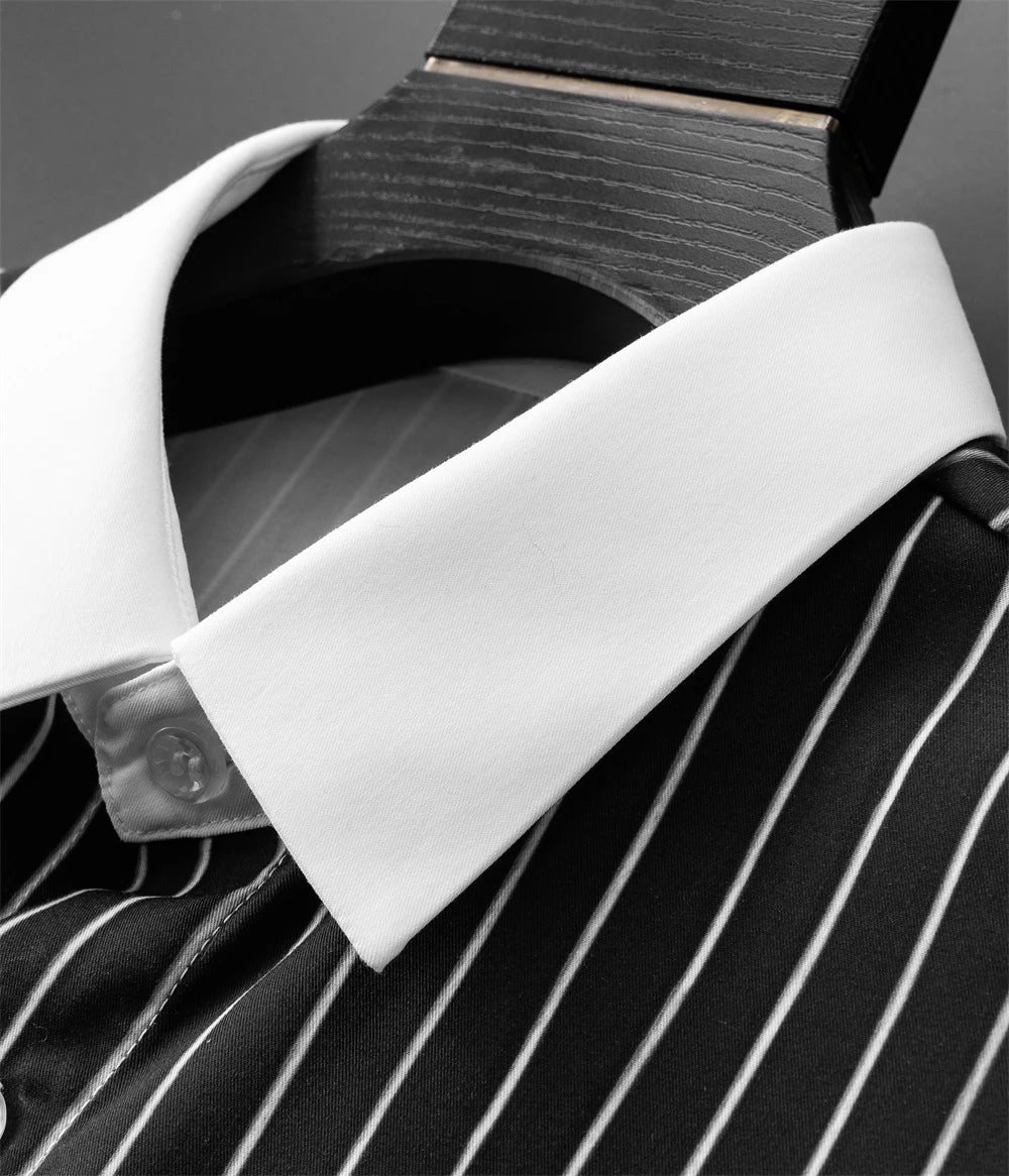 Men's shirt fake two-piece British style shirt slim fit business casual long-sleeved shirt social gathering uniform fashion 2024