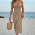 Women Cover "Deep V Hollow Out Crochet Maxi Dress Women Summer Beach Cover Up Dress See Through Knit Long Dress Bikini Cover Up Swimwear"
