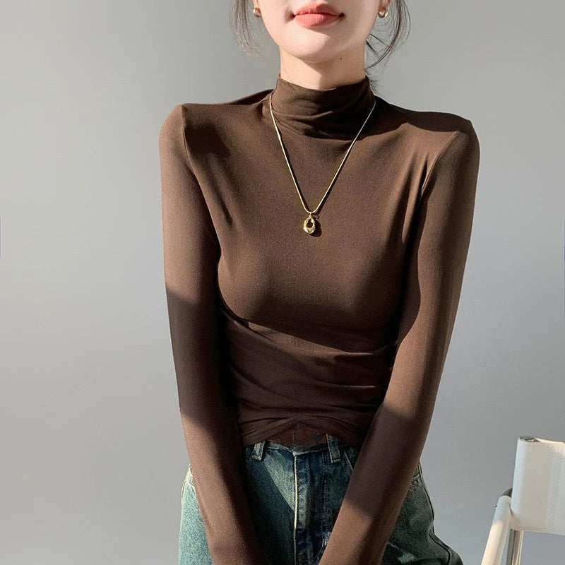 Women T-shirt &Polo "Fashion Autumn Winter Female Turtleneck Fleece Stretch Shirt"