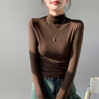 Women T-shirt &Polo "Fashion Autumn Winter Female Turtleneck Fleece Stretch Shirt"