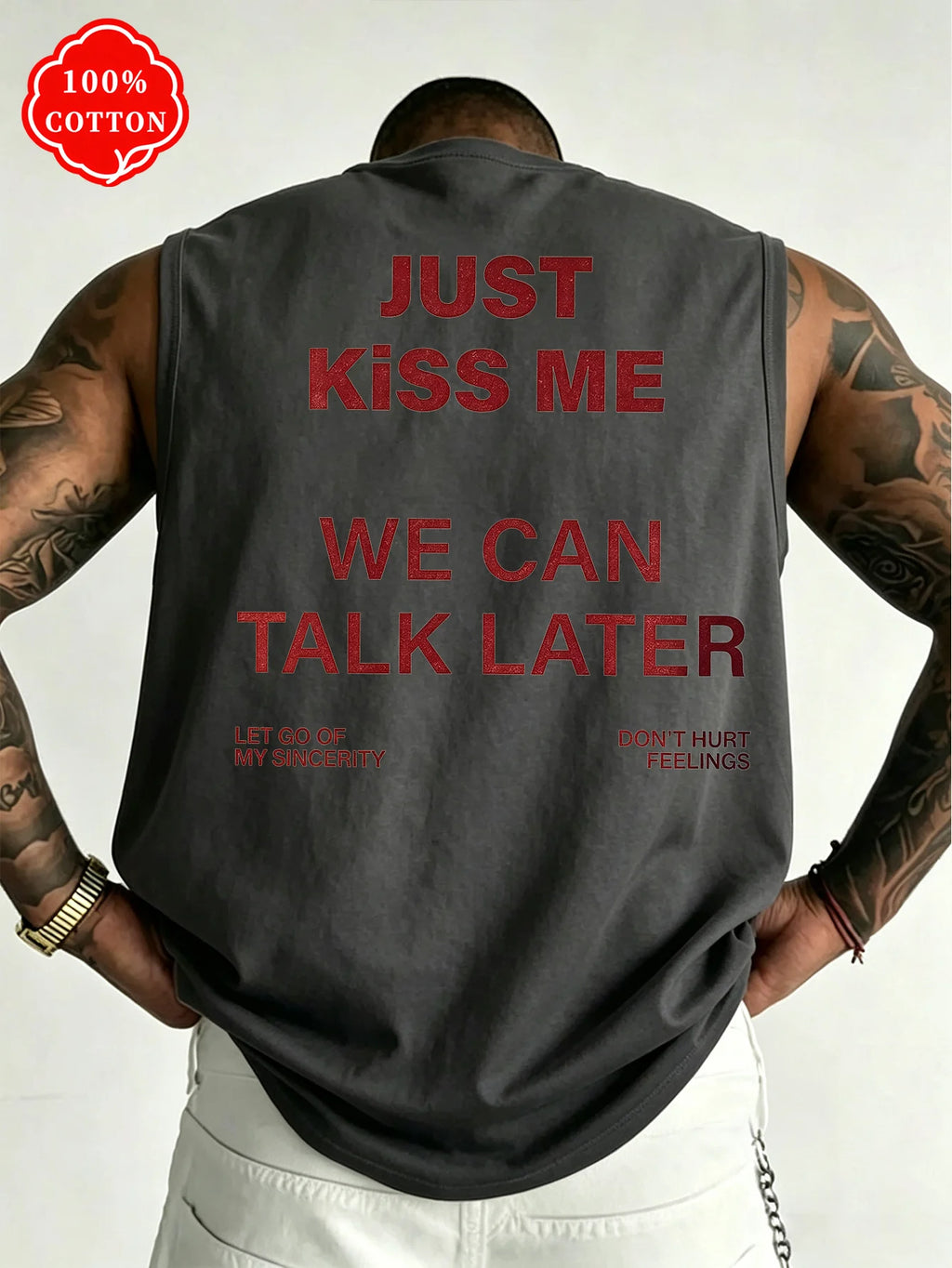 Men Tank Shirt "Just Kiss Me"