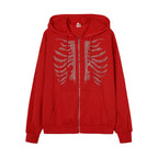 Women Sweaters & Hoodies "Y2K Rhinestone Skeleton Hoodies Women Gothic Black Zip Up"