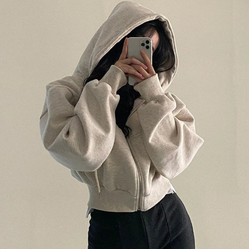 Women Sweaters & Hoodies "Autumn Winter Hooded Hoodies Women Casual Streetwear Zip Up Sweatshirts"