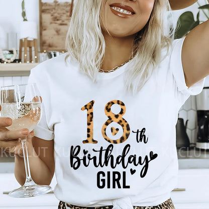 Chapter 18th Tshirt Female Tops Fashion Leopard Graphic Print Women T-Shirt Birthday Girls Party Tee Harajuku Short Sleeve Shirt
