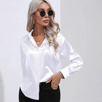 Women Blouse & Shirt "Autumn Casual Women's Blouses Elegant Satin Multicolor Basic Slim Shirt"