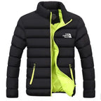 Men Parkas "winter coat solid color stand up collar zipper windproof"
