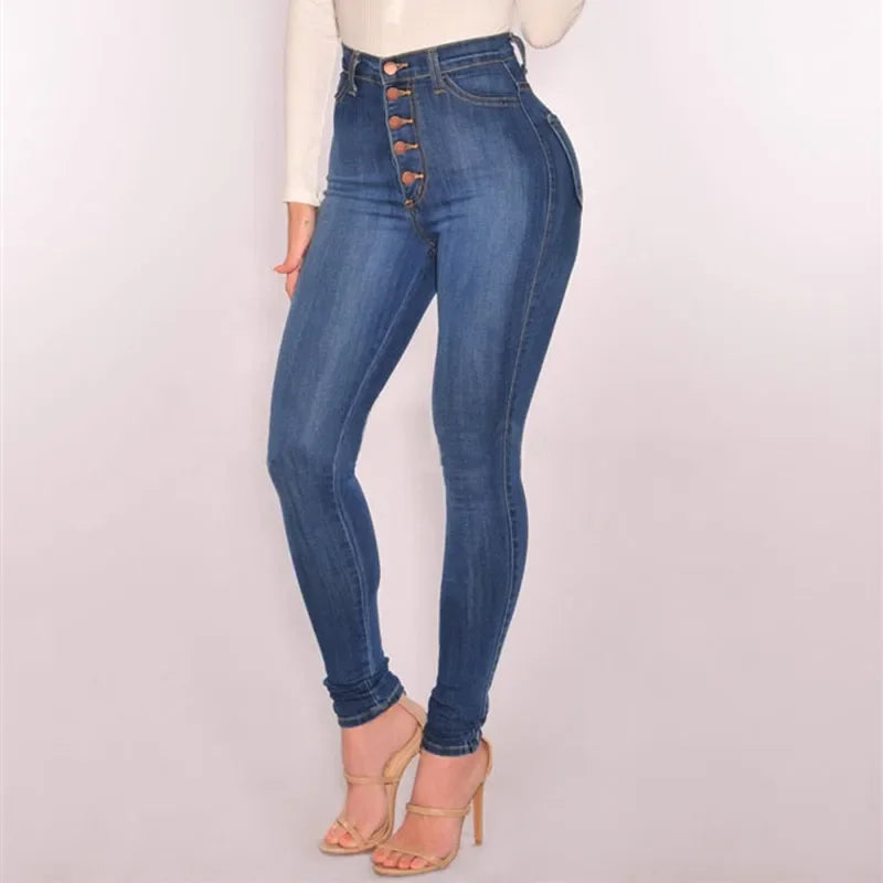 Women Jeans "High Waist Push Up Jeans High Elastic Stretch Ladies Mom Jeans Female"