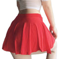 Women Skirt "Women Pleated Skirts Thin Mini Short See Through High Waist Christmas red Black"