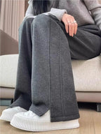 Women Trouser "Thickened Woolen Straight Leg Pants Women's High Waist Wide Leg Narrow Version Winter Autumn Fleece Lined Trousers Casual Pants"