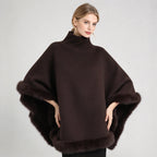 Women Coat & Jacket "LIMO Women High Neck Cape Coat Faux Fur Trim Poncho"