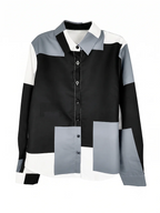 Women Blouse Shirt "Block Patchwork Shirt Long Sleeve Button Up Blouses Casual Loose Office Lady Turn-down"
