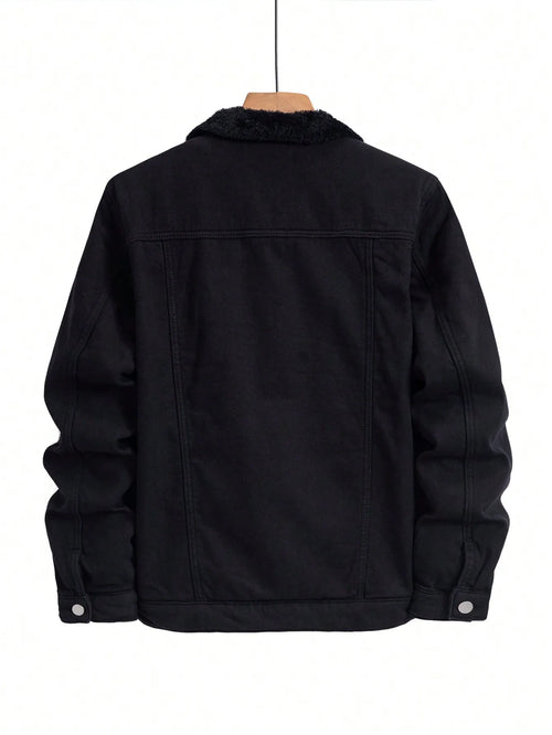 Men Denim Top"Men's – Turn-Down Collar Sherpa Lined Workwear Coat, Thick Warm Winter Outerwear"