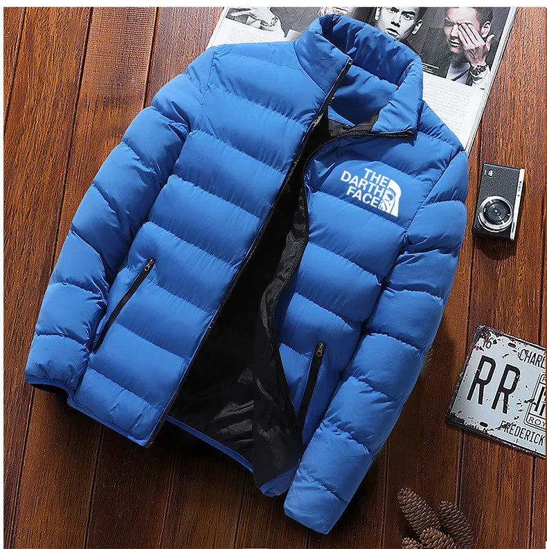 Men Parkas "winter coat solid color stand up collar zipper windproof"