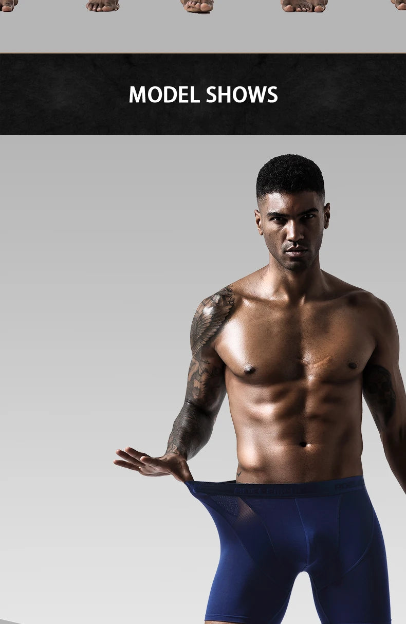 Men Long Performance Mesh Long-Leg Boxer Briefs / 3pcs