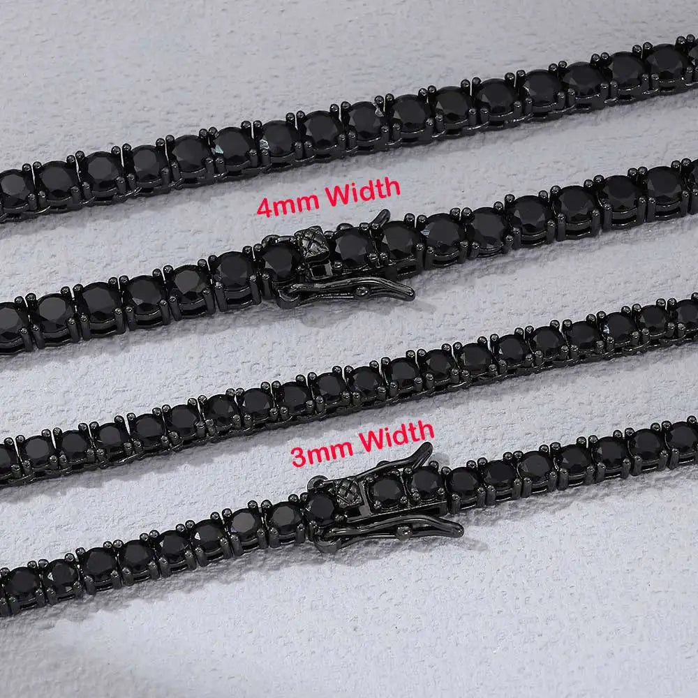 Unisex Jewelry & Accessories "Black CZ Tennis Chain Bracelet Hip Hop Black Ice Plated Tennis Bracelet Men and Women"