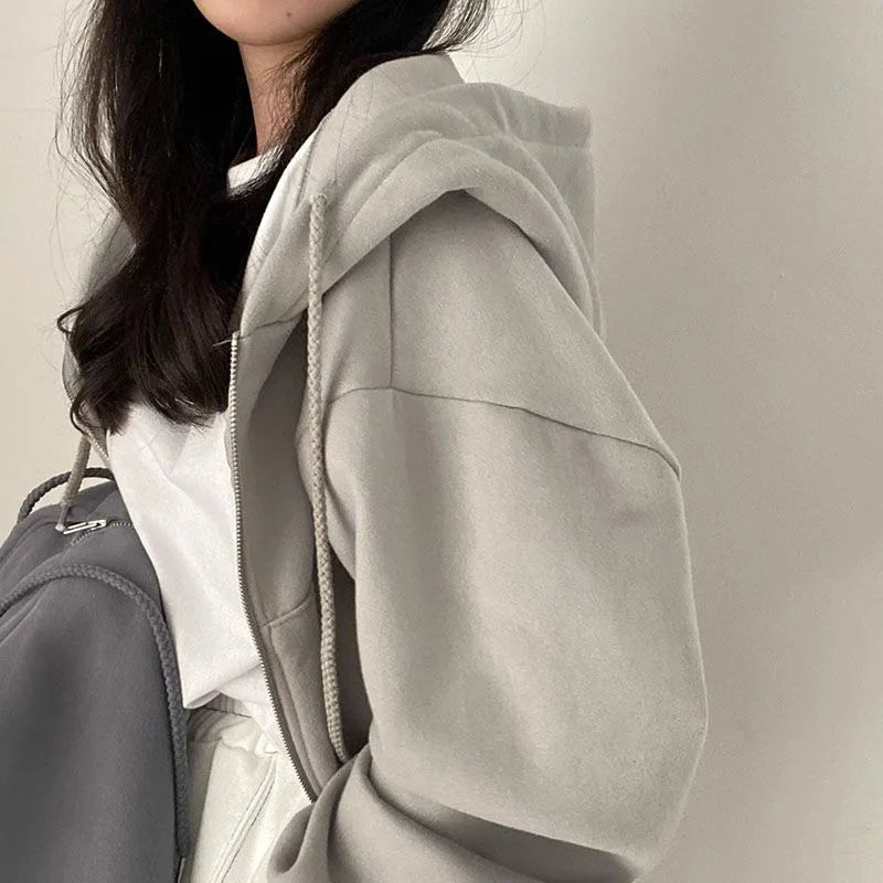 Women Sweaters & Hoodies "Autumn Winter Hooded Hoodies Women Casual Streetwear Zip Up Sweatshirts"