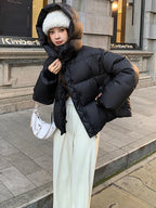 Women Coat & Jacket "FSMG Fashion Solid Parkas Downcotton-padded Hooded Coat Women's Cropped Cotton Puffer Jacket"