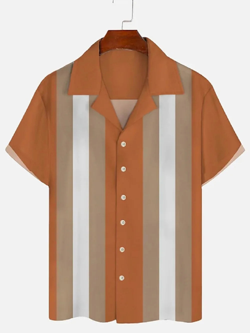Summer Hawaiian Casual Shirt Stripe Print Lapel Top Fashion Street Short Sleeve Men's Shirt Oversized Male Clothing