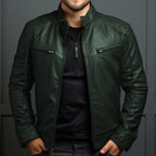 Men Leather Jacket "Asian Size Men's Motorcycle Leather Jacket Stand Collar Punk Biker Jacket"