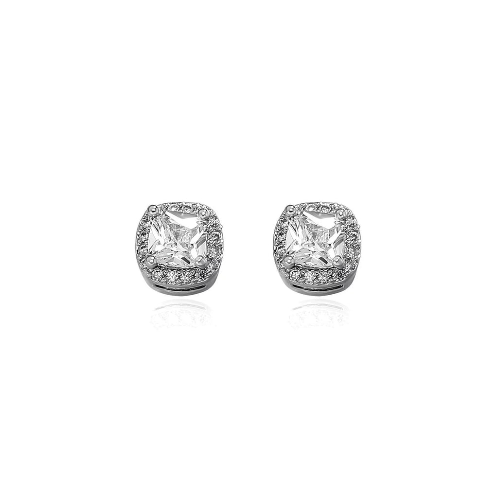 Unisex Jewerly "TOPGRILLZ 1 Pair Square Iced Out Cubic Zirconia Brass Magnetic Ear Clip Simple Fashion No Piercing"