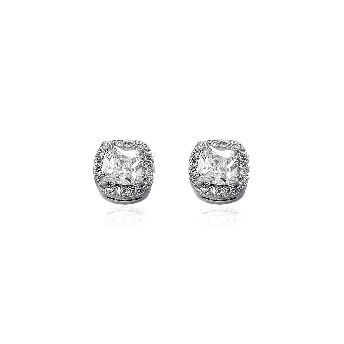 Unisex Jewerly "TOPGRILLZ 1 Pair Square Iced Out Cubic Zirconia Brass Magnetic Ear Clip Simple Fashion No Piercing"