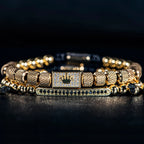 Unisex Jewelry & Accessories "2pcs/set Charm Bracelet Men Stainless Steel Bracelet Beads Gold Color Bracelet"