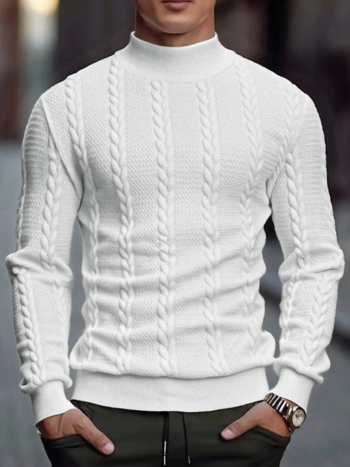 Men Sweater "Casual Vintage Twist Knitwear Sweater Tops Winter Solid Color Slim"
