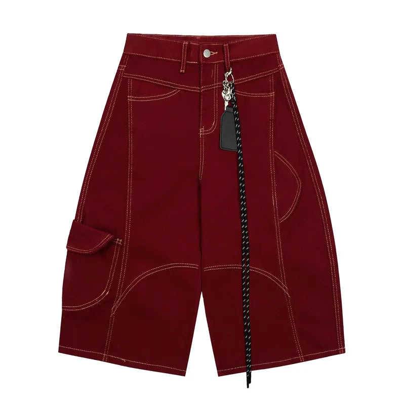 Men Short "Summer Denim Shorts Mens Streetwear Hip Hop Loose Wide Leg"