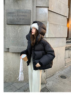Women Coat & Jacket "FSMG Fashion Solid Parkas Downcotton-padded Hooded Coat Women's Cropped Cotton Puffer Jacket"