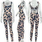 Women Jump Suit "Sexy Spaghetti Strap Leopard Jumpsuit Woman Overalls Party Club Night Skinny Elastic Backless"