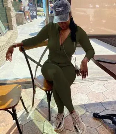 Women Jump Suit "Fashion Workout Active Wear Ribbed Rompers Womens Jumpsuit With Zipper"