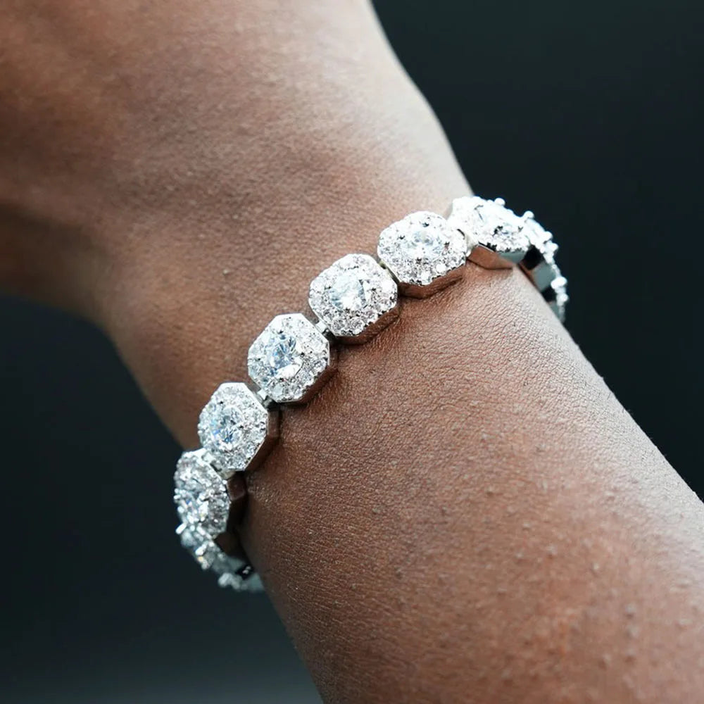 Unisex Jewelry & Accessories "Valentine Day Cluster Tennis Bracelet Hip Hop Jewelry Sparkle 5A CZ Diamond"
