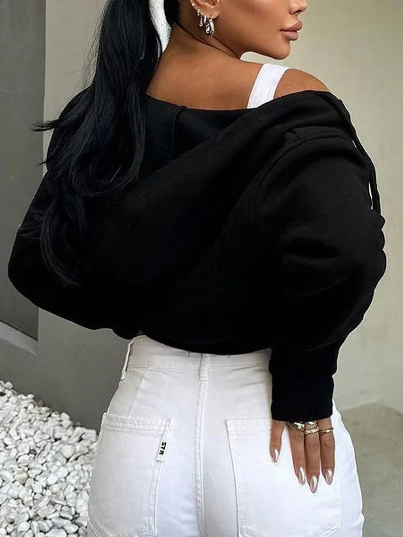 Women Sweaters & Hoodies "Autumn And Winter New European Women's Long-Sleeved Hooded Zipper"