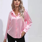 Women Blouse & Shirt "Autumn Casual Women's Blouses Elegant Satin Multicolor Basic Slim Shirt"
