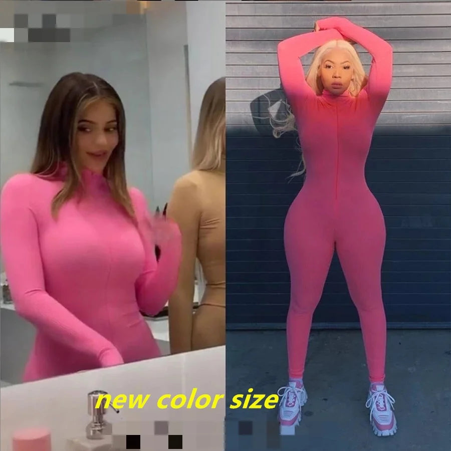 Women Jump Suit "Fashion Workout Active Wear Ribbed Rompers Womens Jumpsuit With Zipper"