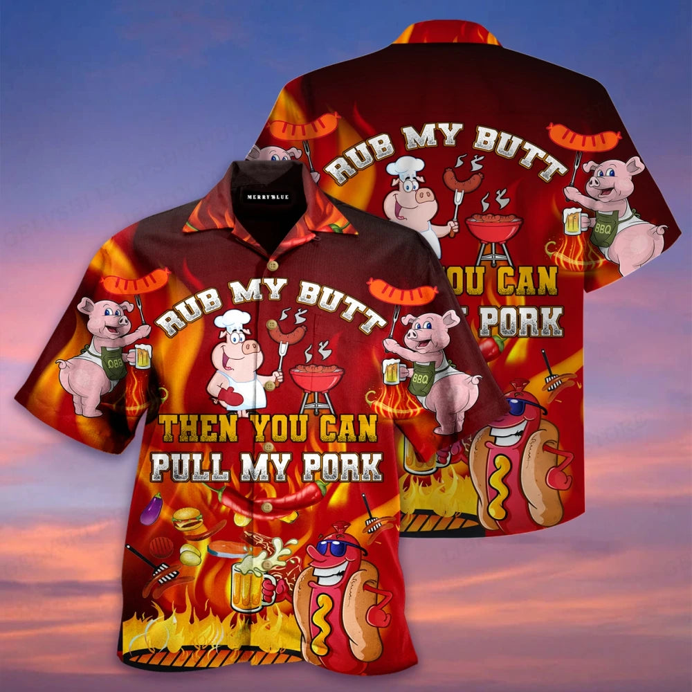 Men's Shirt Vocation Bus 3d Print Shirt Men Fashion Shirts Single-Breasted Short Sleeve Hawaiian Shirt Beach Dart Blouse Clothes
