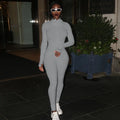 Women Jump Suit "Fashion Workout Active Wear Ribbed Rompers Womens Jumpsuit With Zipper"