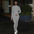 Women Jump Suit "Fashion Workout Active Wear Ribbed Rompers Womens Jumpsuit With Zipper"