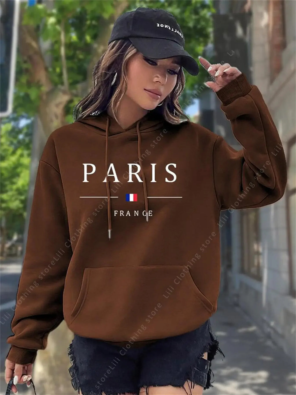Women Sweaters & Hoodies "PARIS Graphic Letter Hoodies Women's Hooded Sweatshirt Pullover"