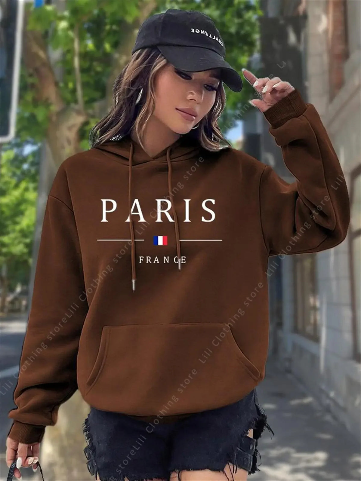 Women Sweaters & Hoodies "PARIS Graphic Letter Hoodies Women's Hooded Sweatshirt Pullover"
