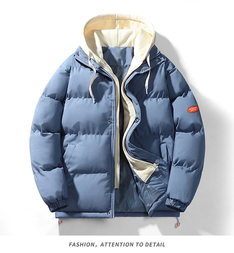 Men Down Coat"fake two-piece hooded coat"